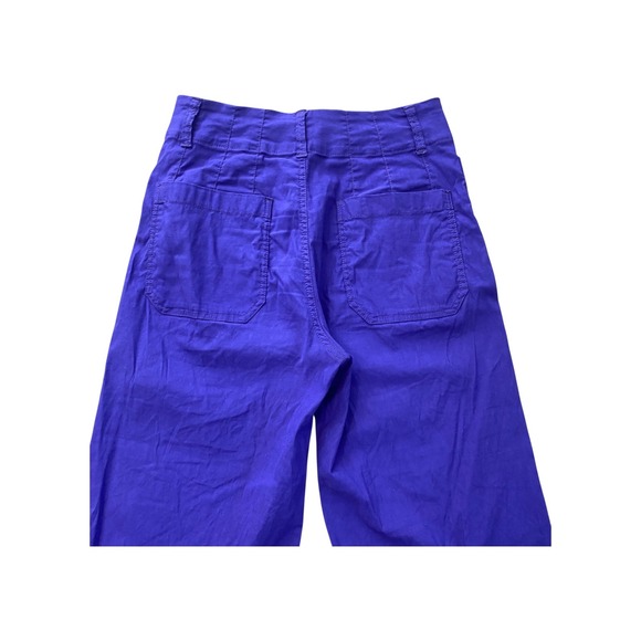 Maeve‎ Anthropologie Wide Leg Crop Pants Women's Size 28 Royal Blue Linen Blend - Picture 13 of 13